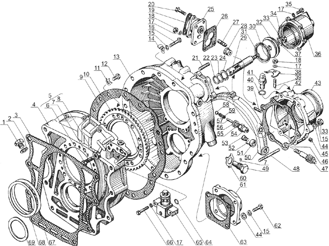 Картер демультипликатора двигателя ЯМЗ-238Д