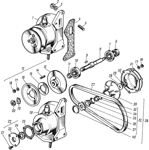 Водяной насос двигателя ЯМЗ-238НД (выпуск до 1996г)